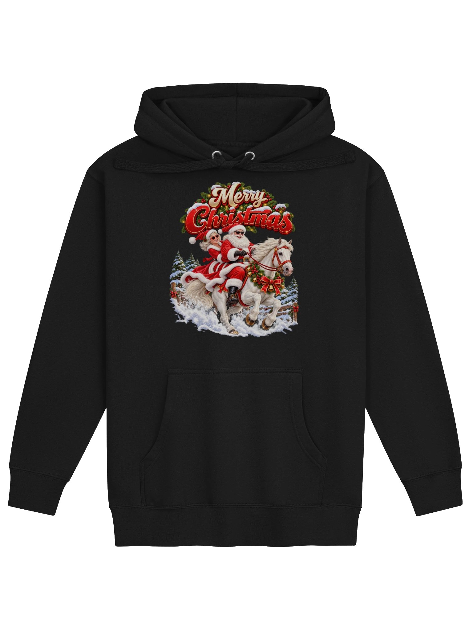 MERRY CHRISTMAS — SANTA & MRS. CLAUS HORSEBACK ADVENTURE - HOODIE product image (1)