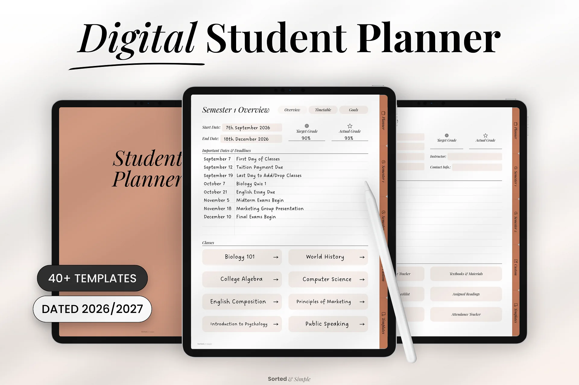 2026/2027 Mid-Year Student Digital Planner Portrait - Terracotta product image (1)