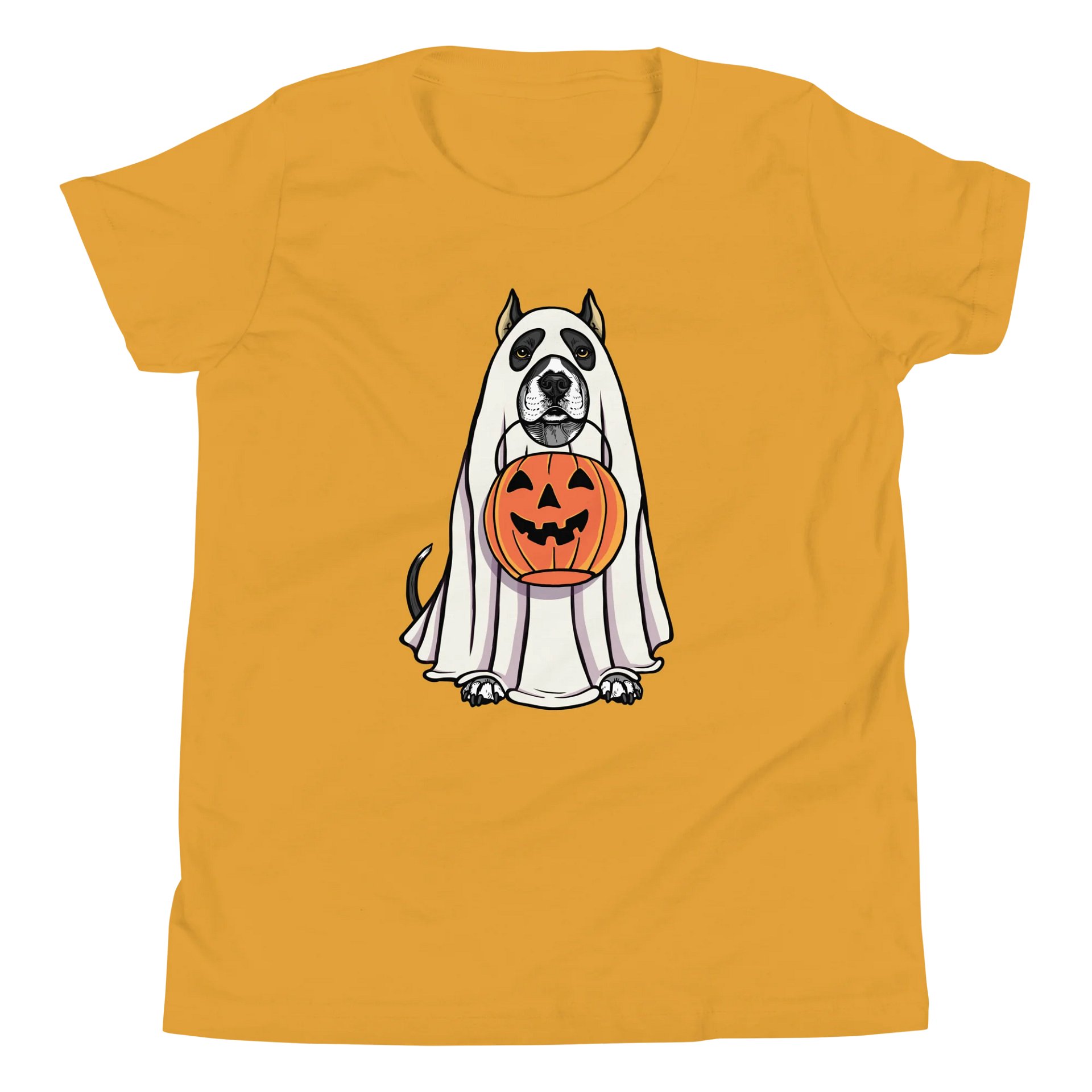 Halloween American Pitbull Terrier(Black & White, Cropped Ears) Youth T-Shirt product image (5)