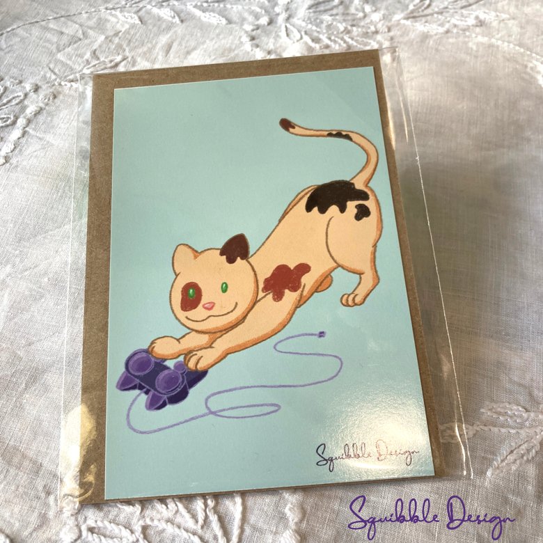 Mini Print - Controller Cat 'Stretchy' product image (1)