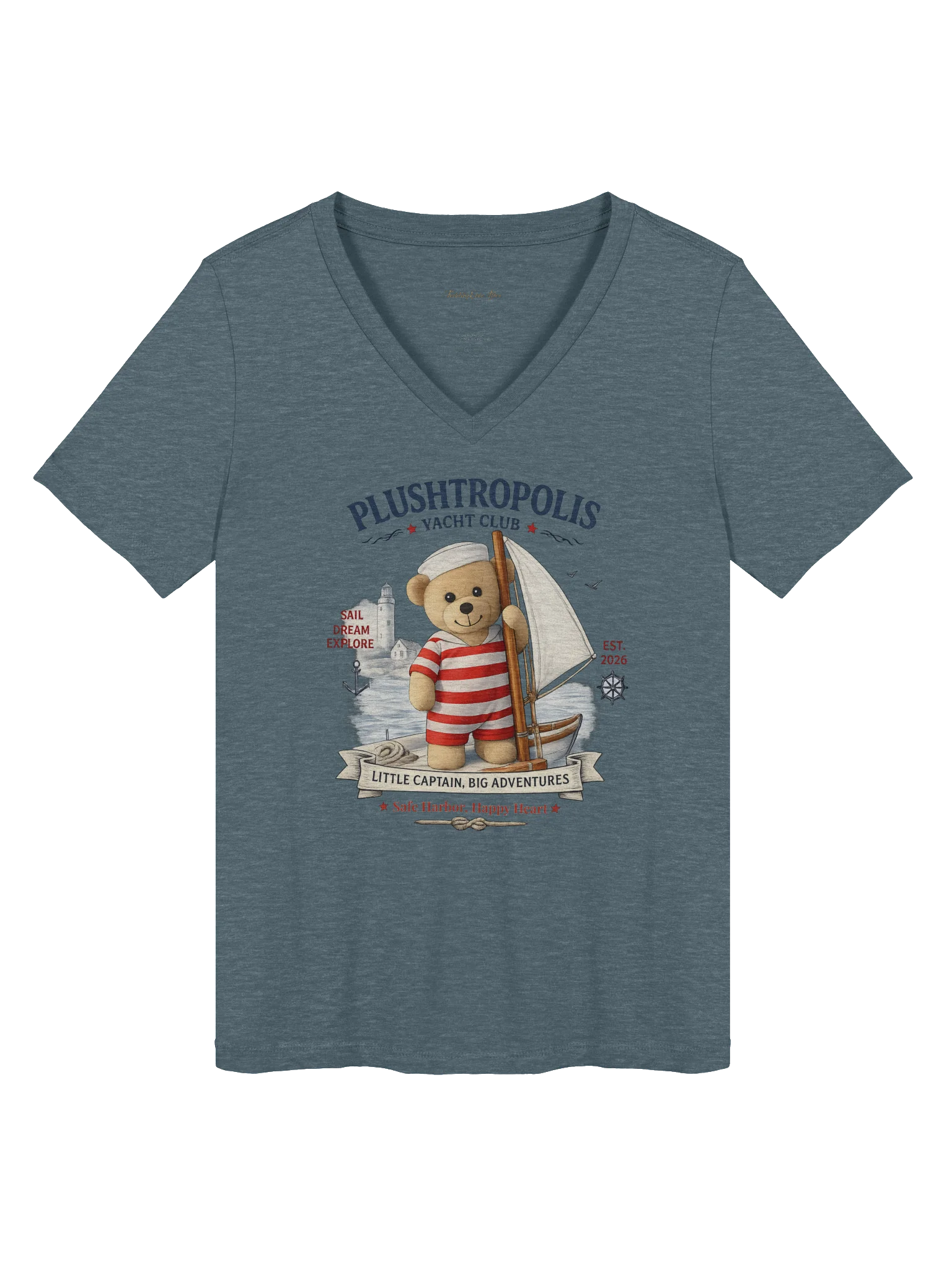 Plushropolis Yacht Club Women’s Relaxed V-Neck T-Shirt product image (1)