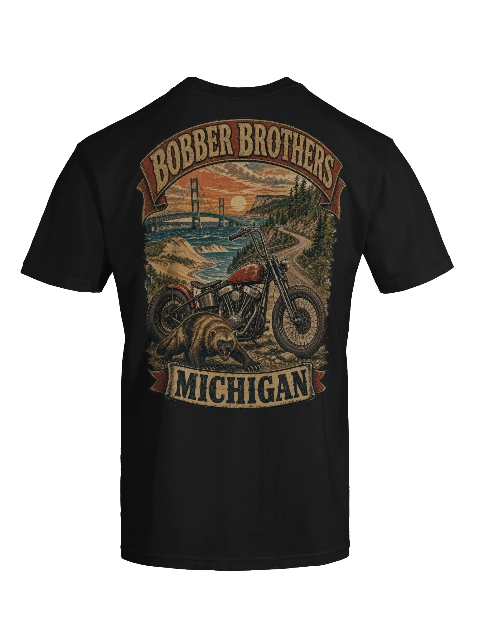 Michigan motorcycle t-shirt design by Bobber Brothers