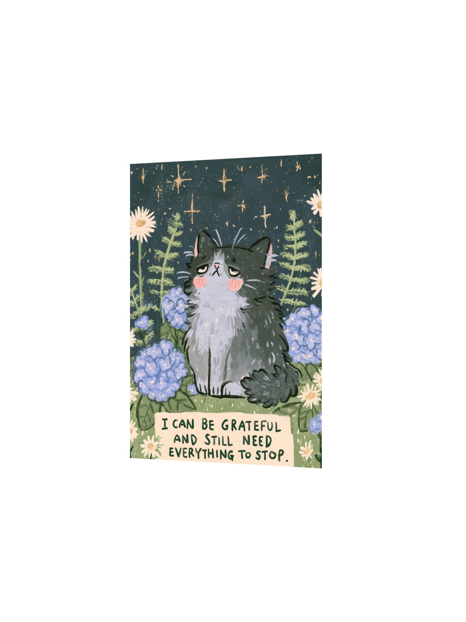 Grateful Cat Floral Quote Poster product image (10)