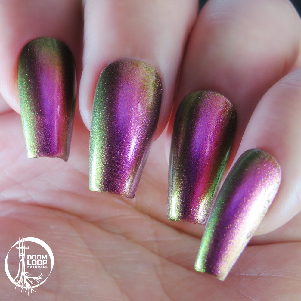 SYNTHETIC JOY - Vivid Magenta Gold Green Multichrome Nail Polish product image (4)