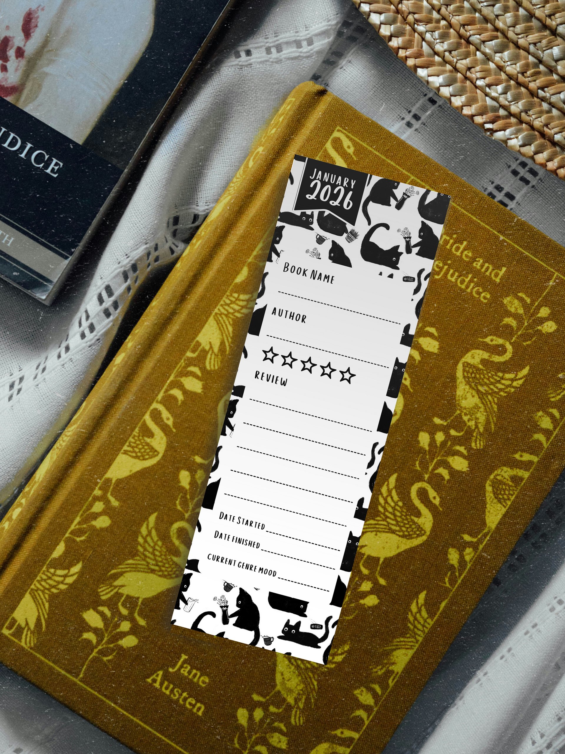 2026 Printable Reading Journal Bookmarks - Cat Themed product image (8)