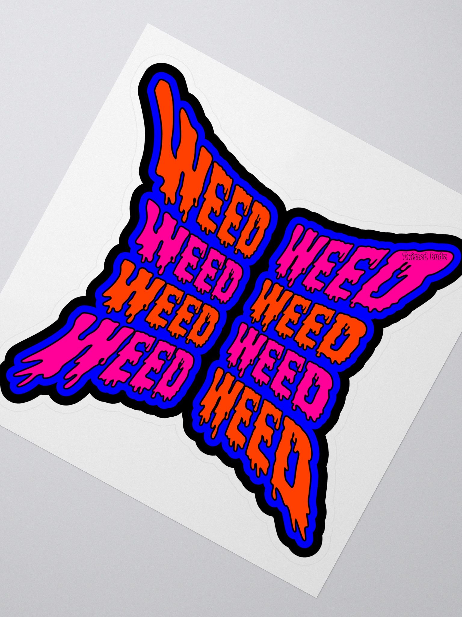 Strange Stoner Sticker, Pink Orange Black Blue Butterfly Weed 420 Art product image (3)