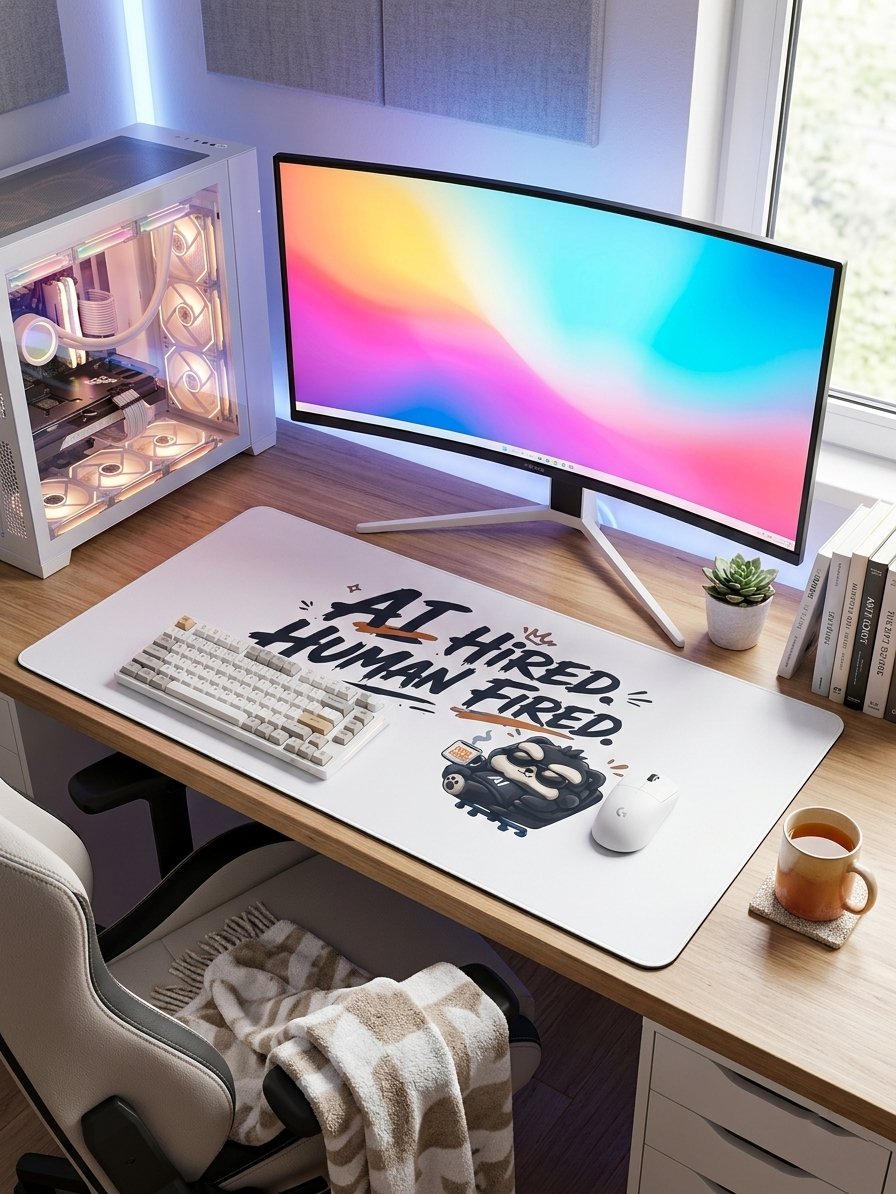 AI HIRED, HUMAN FIRED Desk Mat | AI Geek Spirit Collection product image (3)