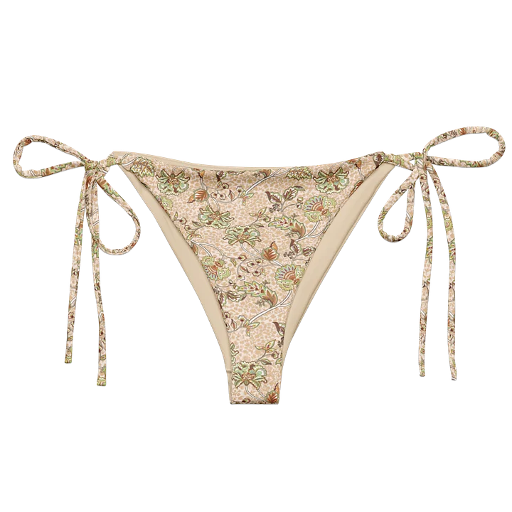 Recycled String Bikini Bottom "Elegant Neutral Beige Chintz" product image (2)