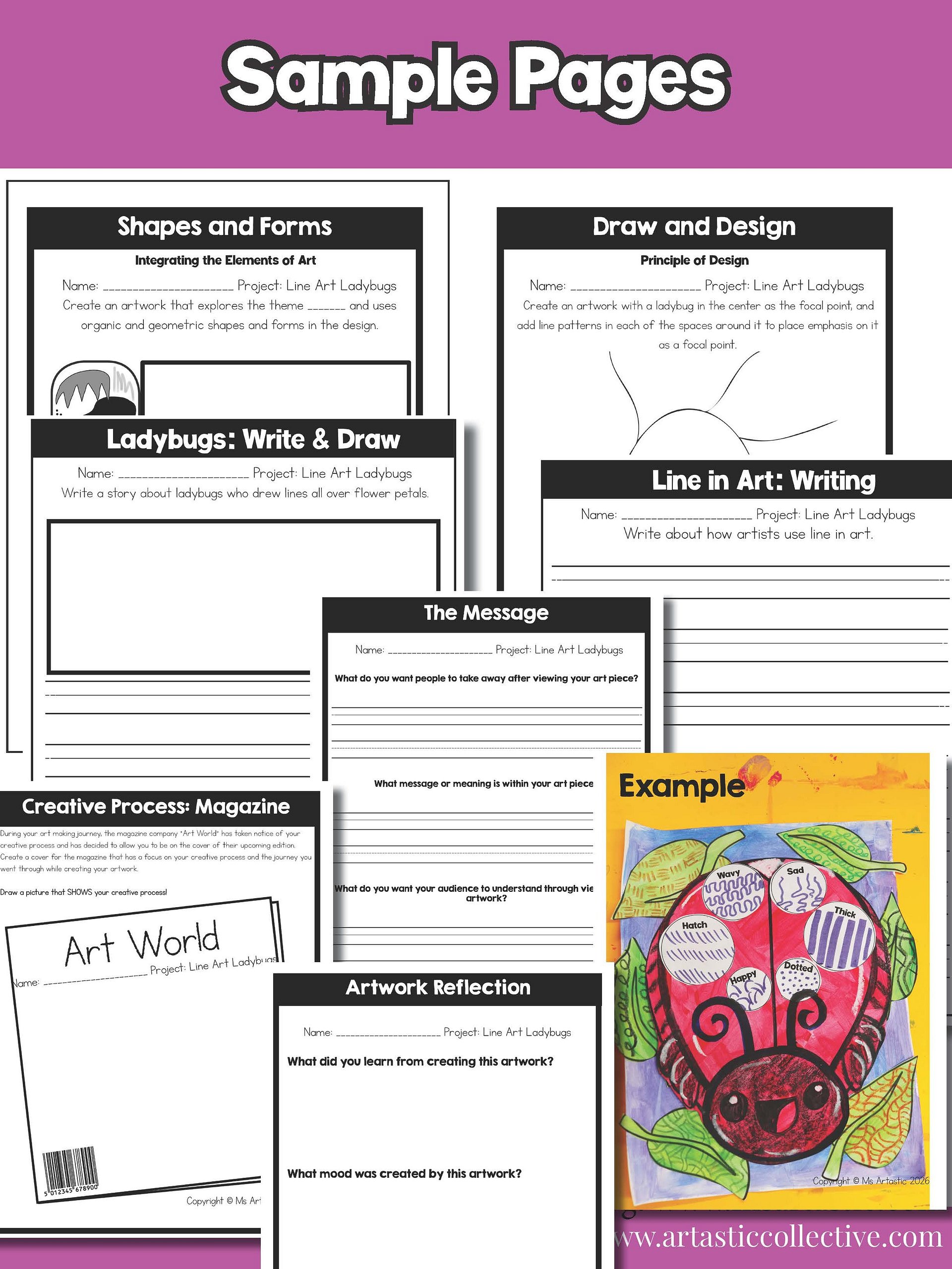 Line Ladybug Art Lesson 2nd Grade Types of Lines Art Project Ladybug Art Activity BTS product image (10)