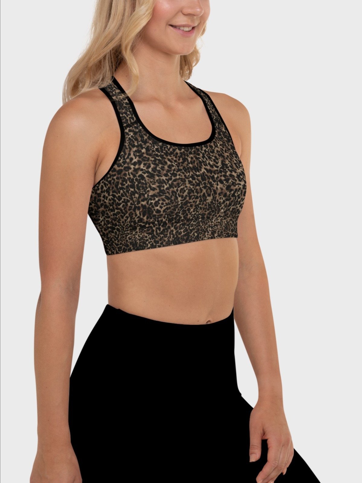 Sport Bra "Chic Dark Brown Leopard" Printed product image (6)
