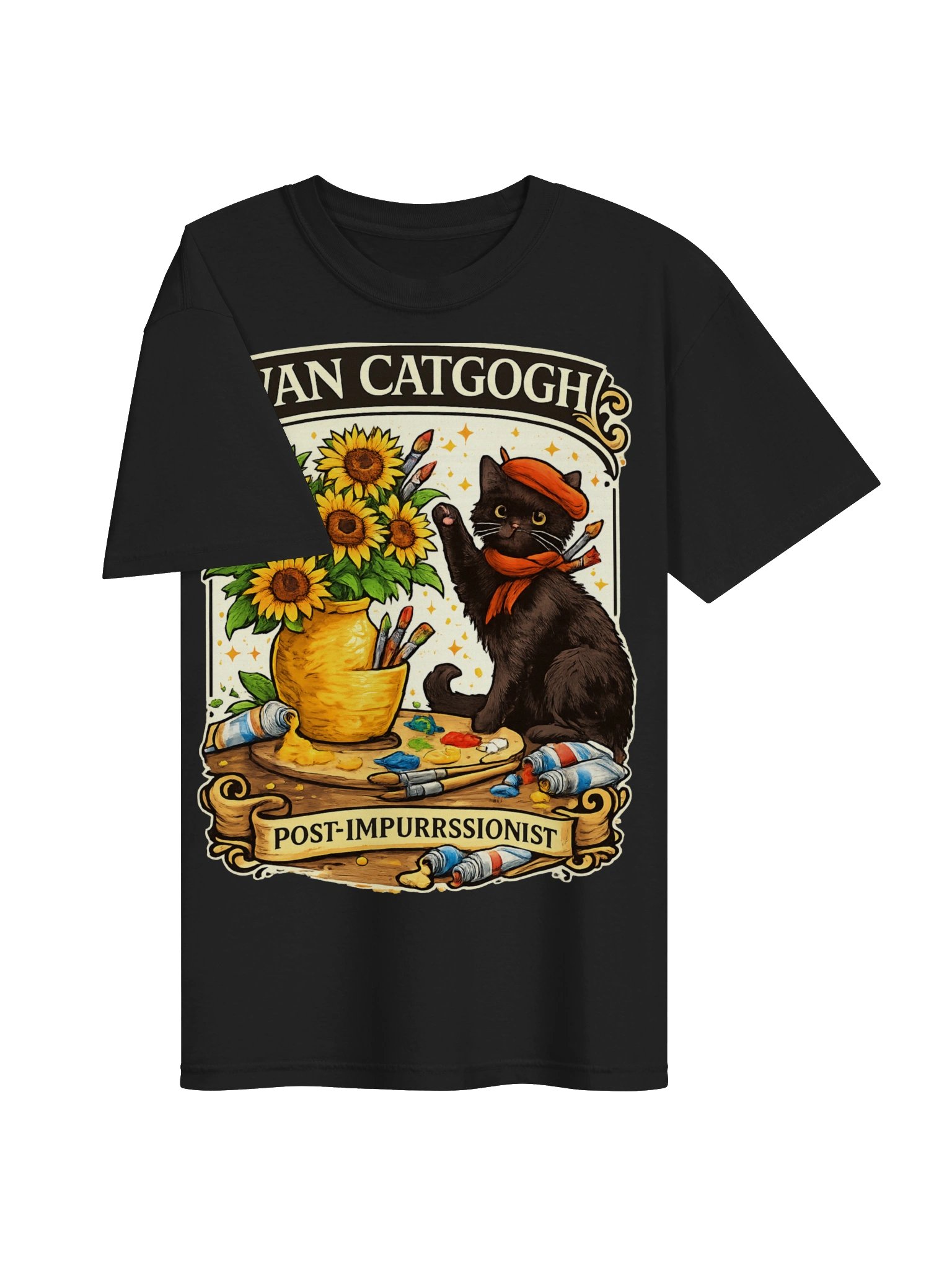 Comfort Colors Cat T-Shirt Funny Cat Shirt Van Gogh Shirt Cat Meme Shirt Black Cat T-Shirt Art Shirt Artist Tee Kitty Lover Tee product image (24)