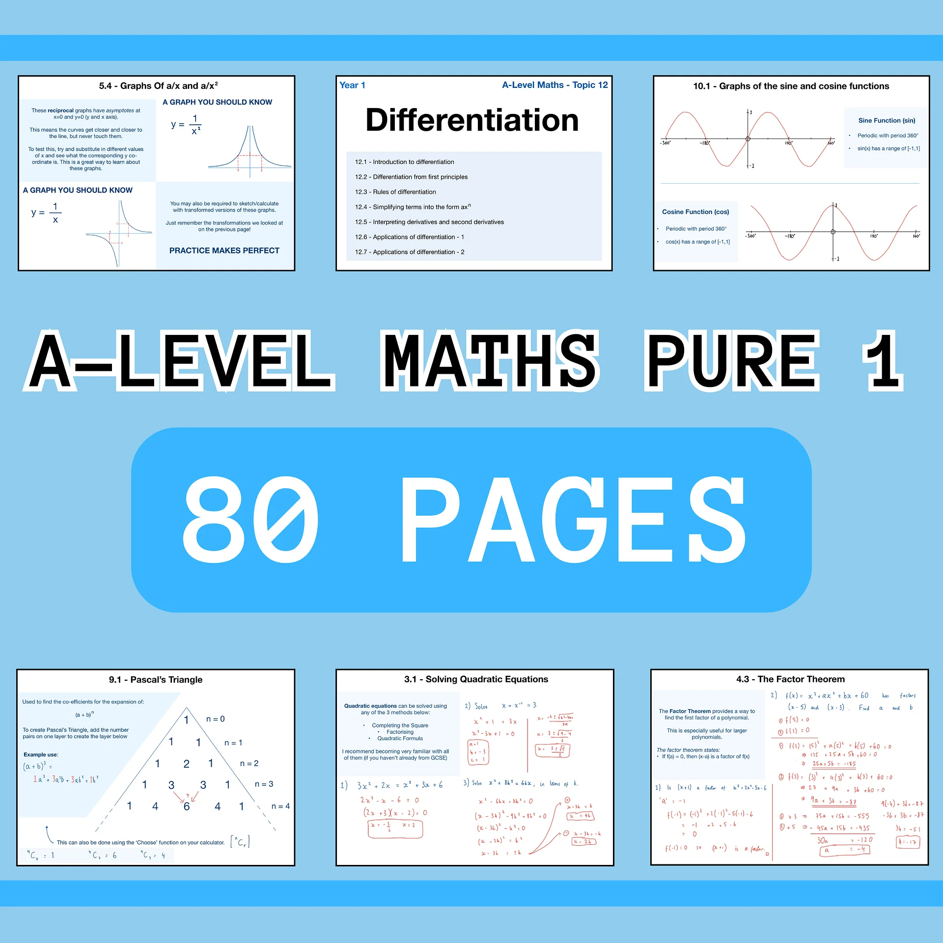 A-Level Maths Pure Year 1 Revision Notes (80 Pages) | Revision Made Easy product image (1)