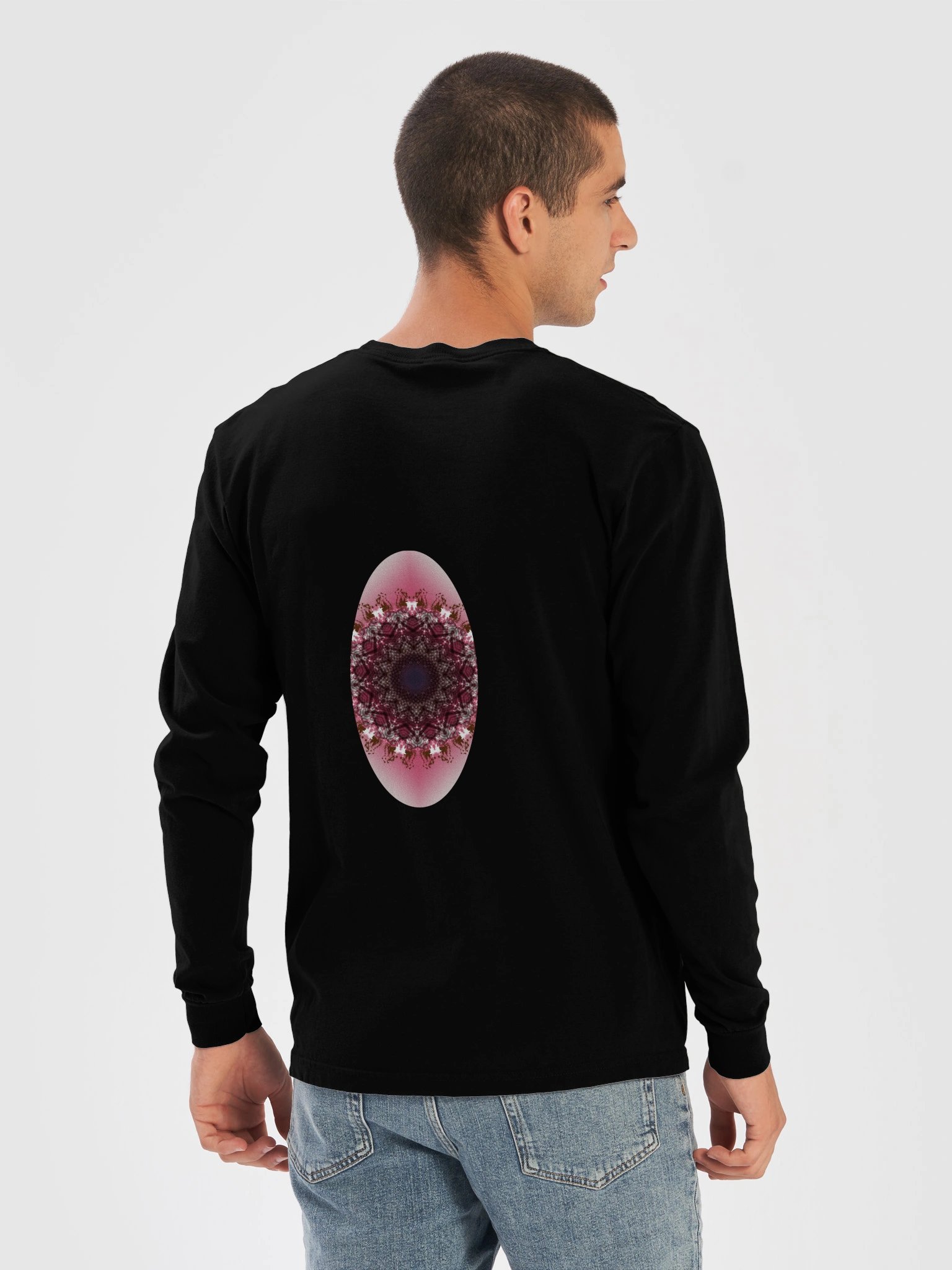 Emberlace Oval – Fall Mandala Sweatshirt, Maroon & Pink Abstract Art LS Tee product image (29)