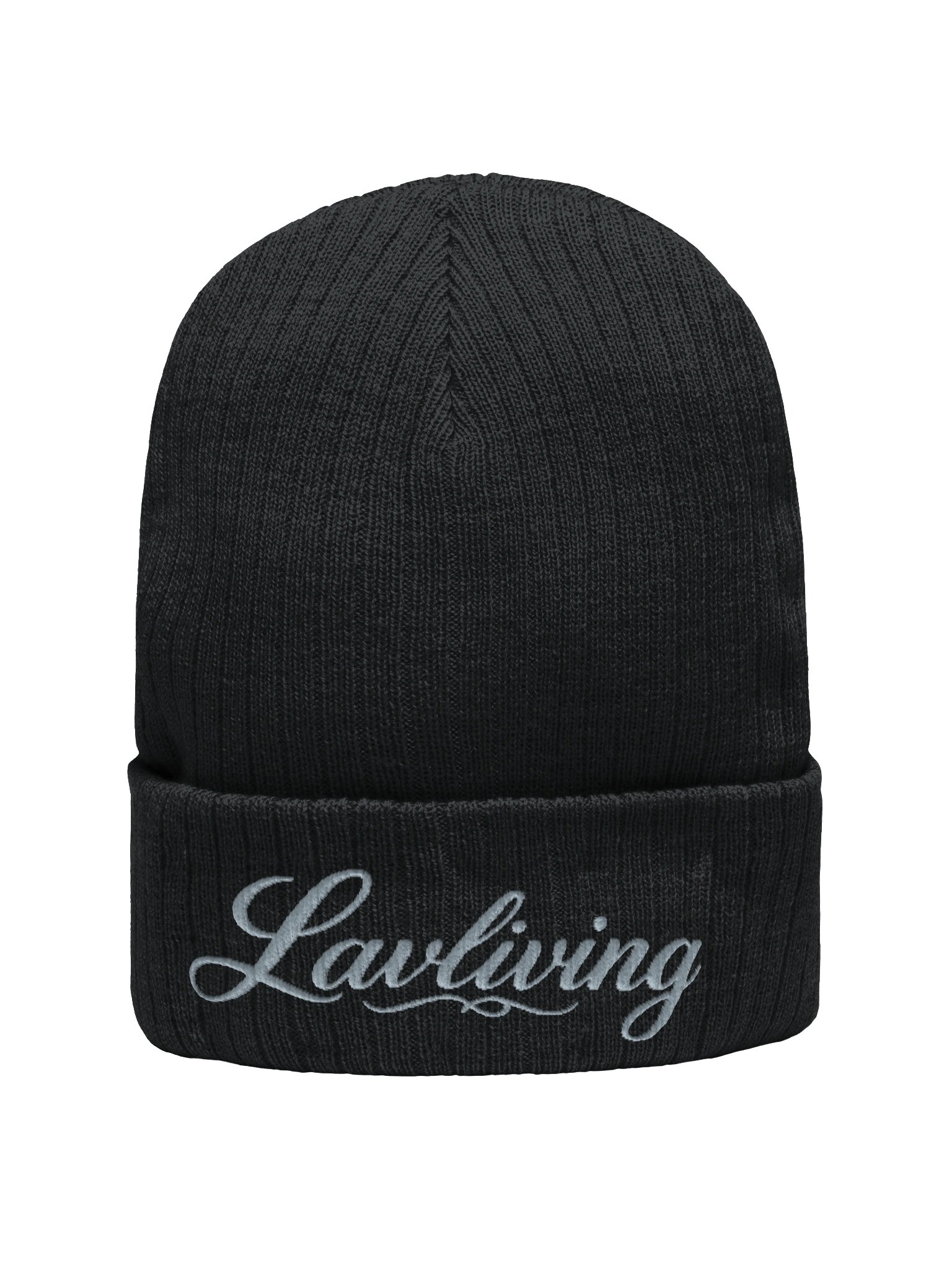Platinum Ribbed Knit Beanie, actual Fourthwall product photo: Front