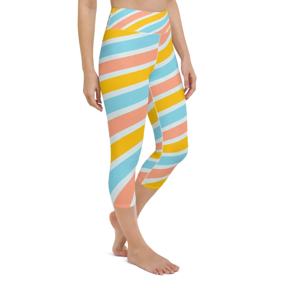Cheerful Sorbet Stripes All-Over Print Capri Leggings product image (2)