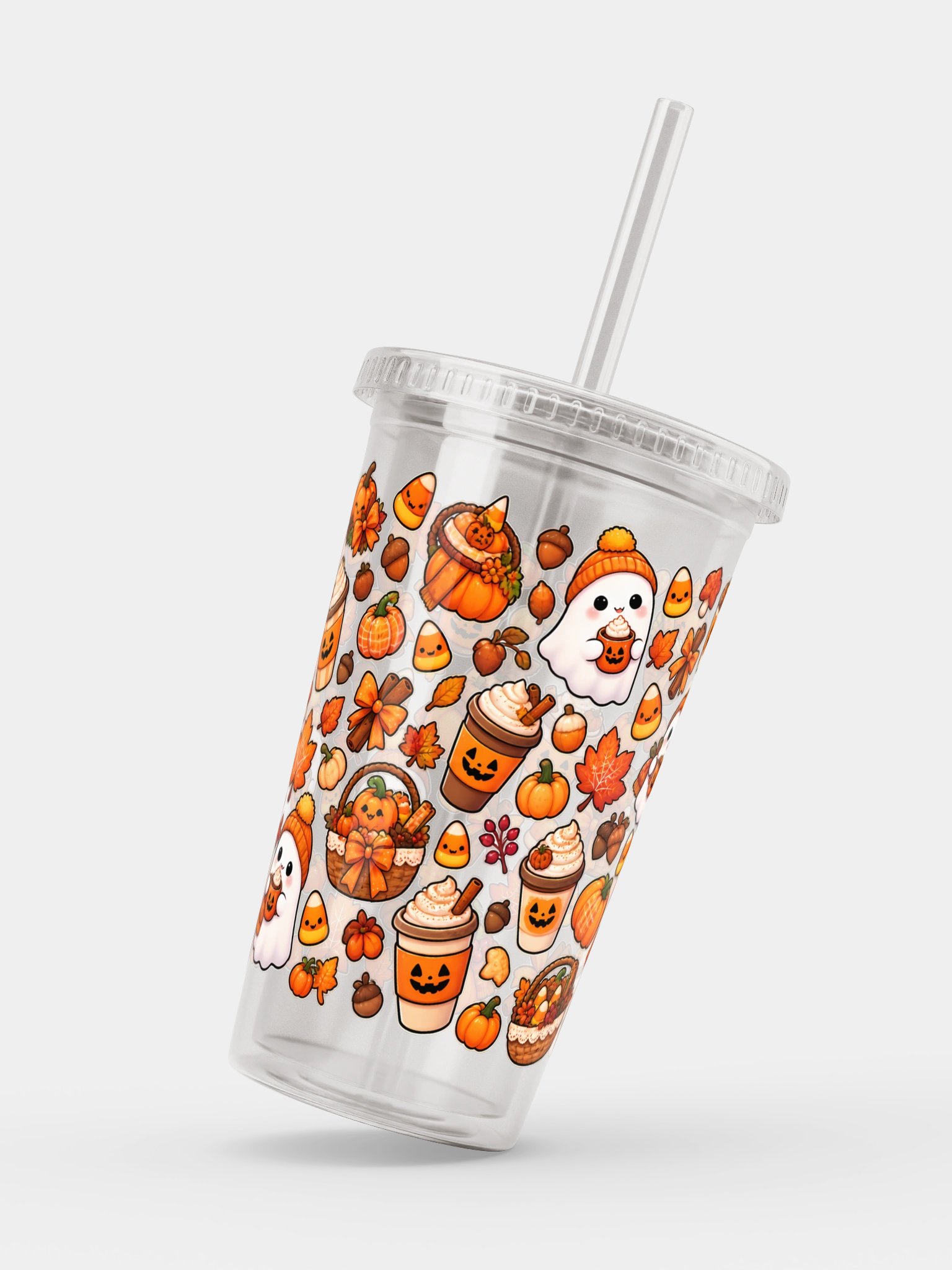 Cozy Autumn Halloween Clear Dual Wall Tumbler 16 Oz (473 ml) product image (2)