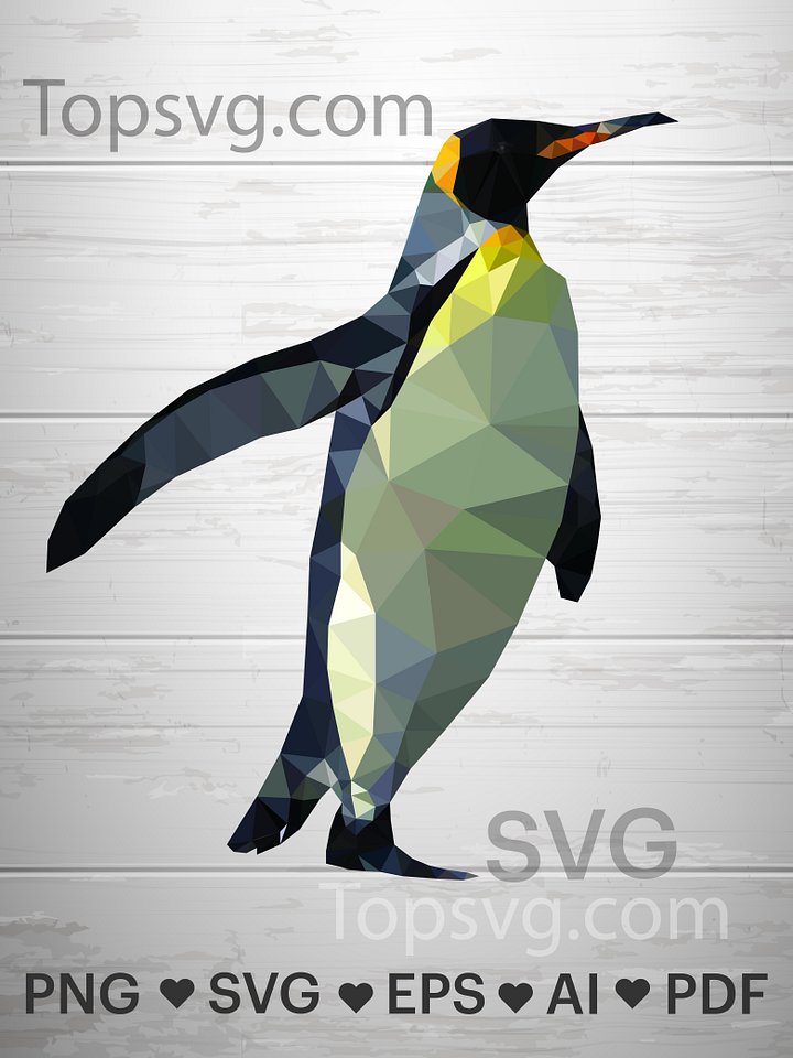 Penguin SVG, Geometric Penguin, Penguin Vector, Polygonal art, black penguin, preschool, emperor penguin, kids Shirt, Cricut Cutting File. product image (1)