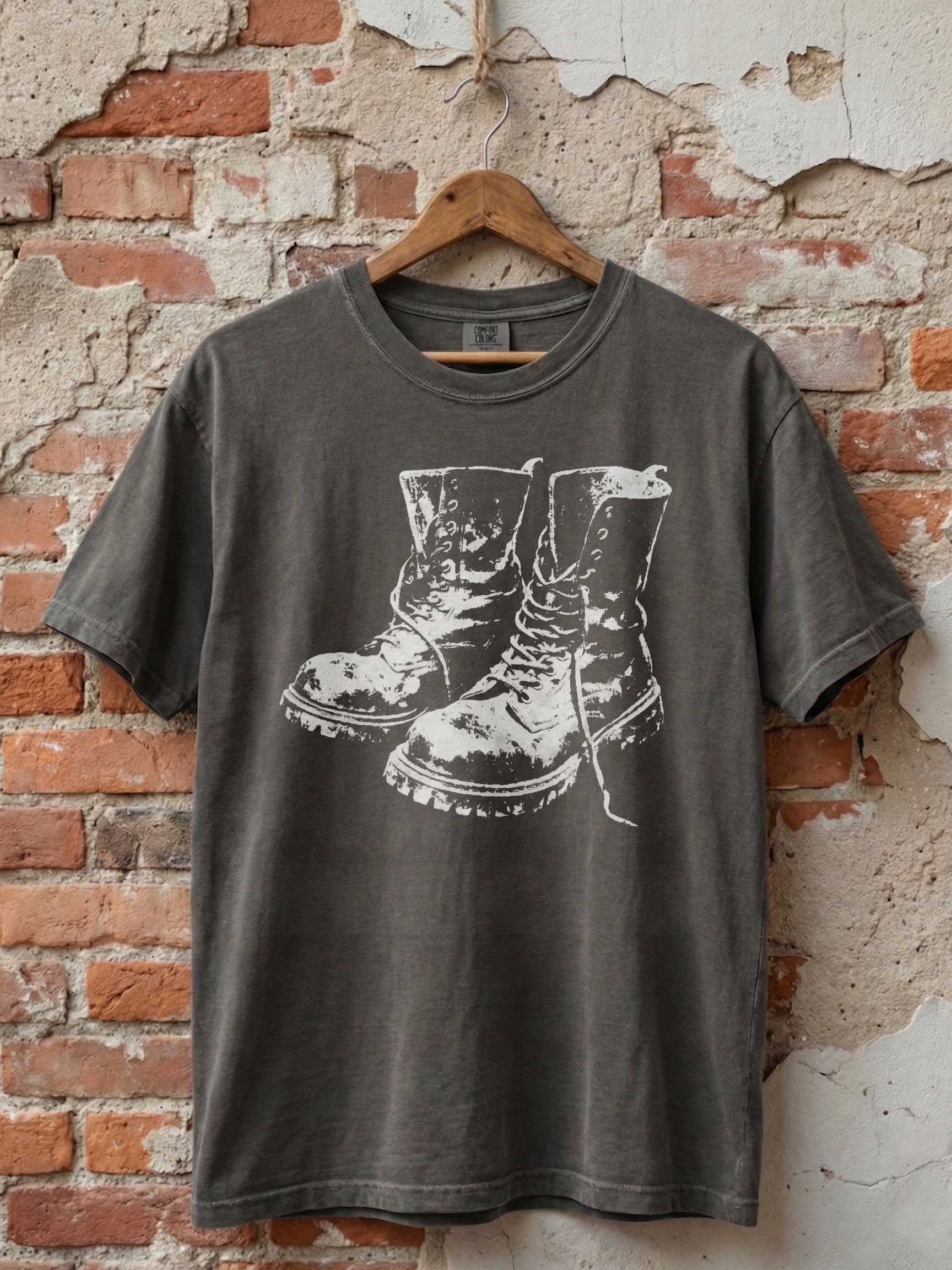 Punk Rock Combat Boots // Heavyweight Vintage Tee product image (1)