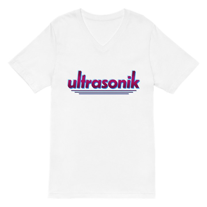 ultrasonik Layered Logo V-Neck T-Shirt (White) product image (2)