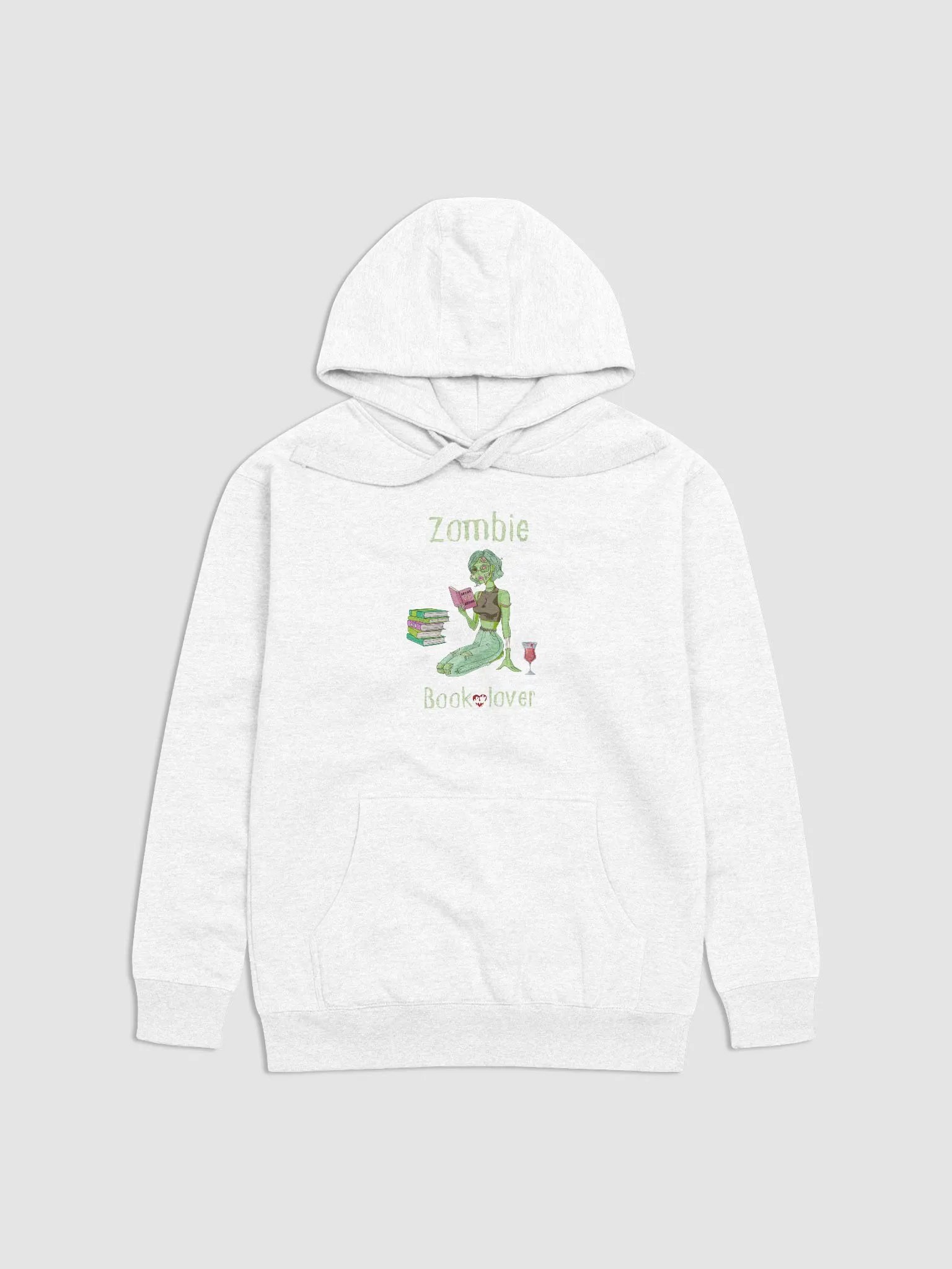 Zombie Book Lover White Unisex Hoodie product image (1)