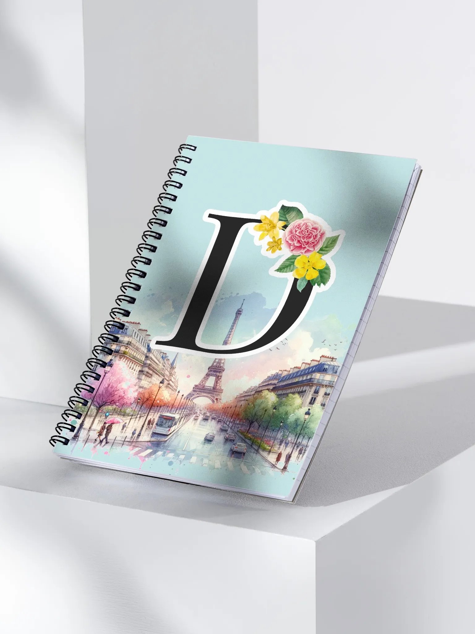 Floral Monogram “D” Spiral Notebook – Paris Edition product image (3)