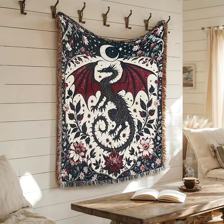 Celestial Dragon Throw Blanket – Mystical Fireside Cozy product image (2)