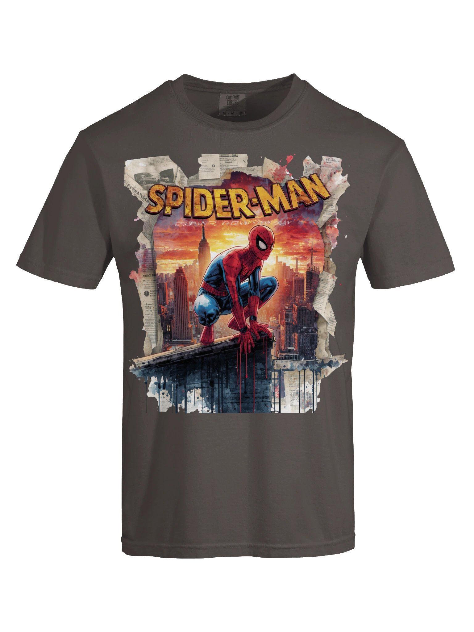 Vintage Spider-Man Rooftop T-Shirt | Dark Streetwear Marvel Graphic Tee product image (1)