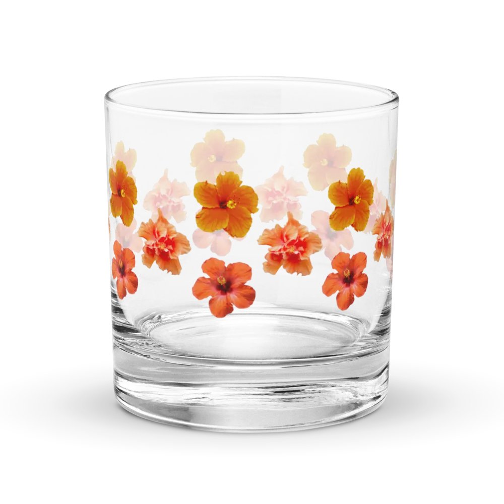 Orange Hibiscus Rocks Glass product image (3)