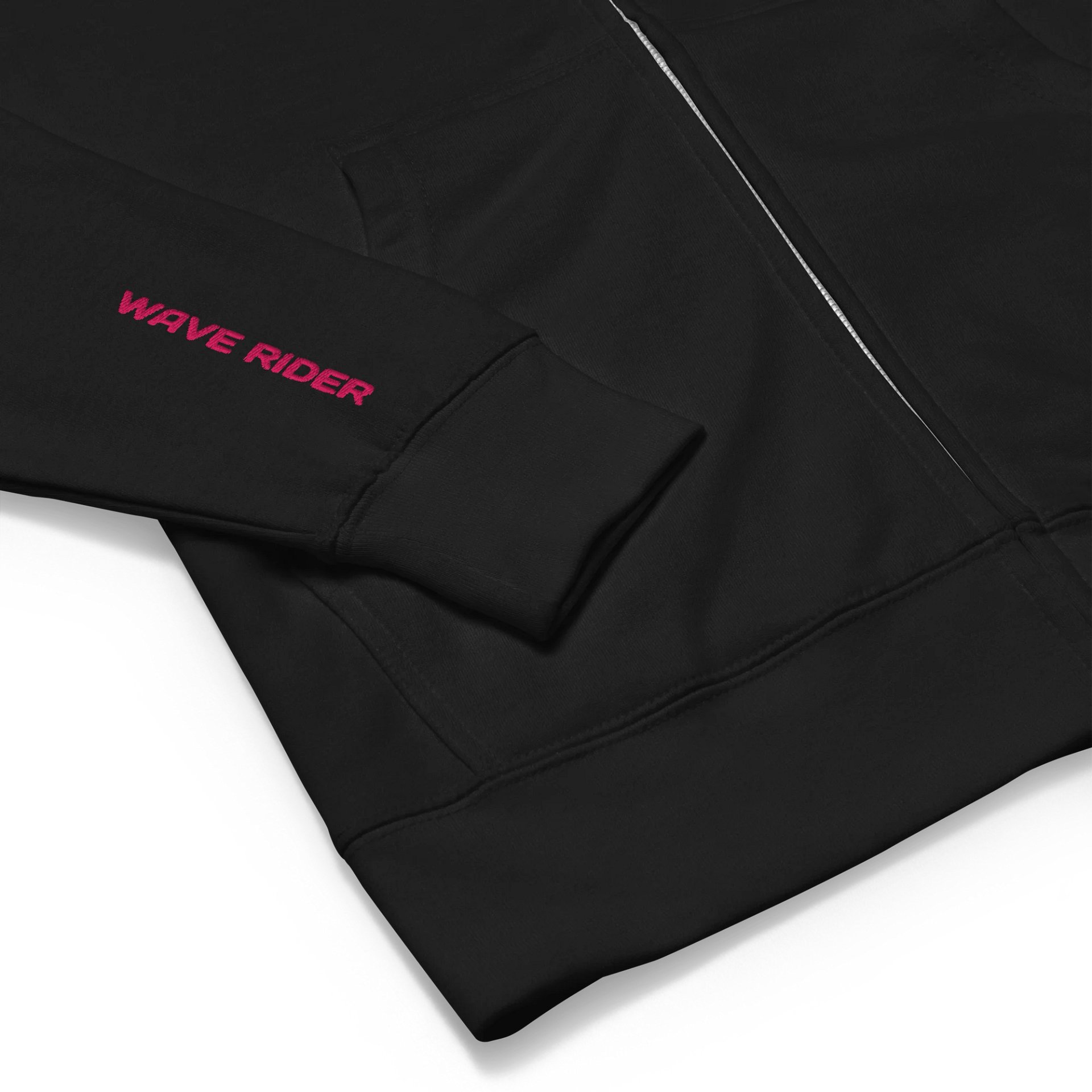 Embroidered Wave Rider Fleece Zip-Up Hoodie (Flamingo) product image (8)