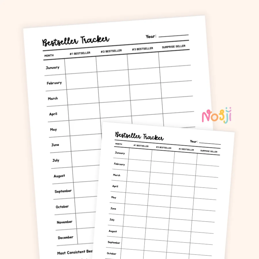 Bestseller Tracker Printable Product Sales Tracker product image (1)