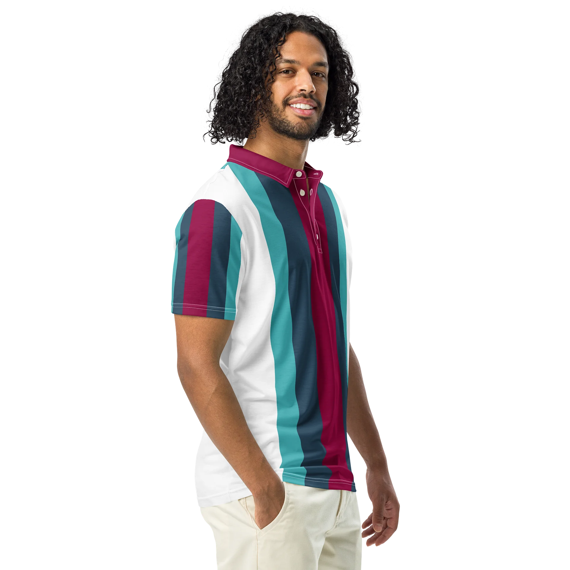 F&F Stripe Slim Fit Polo Shirt (RED) product image (1)