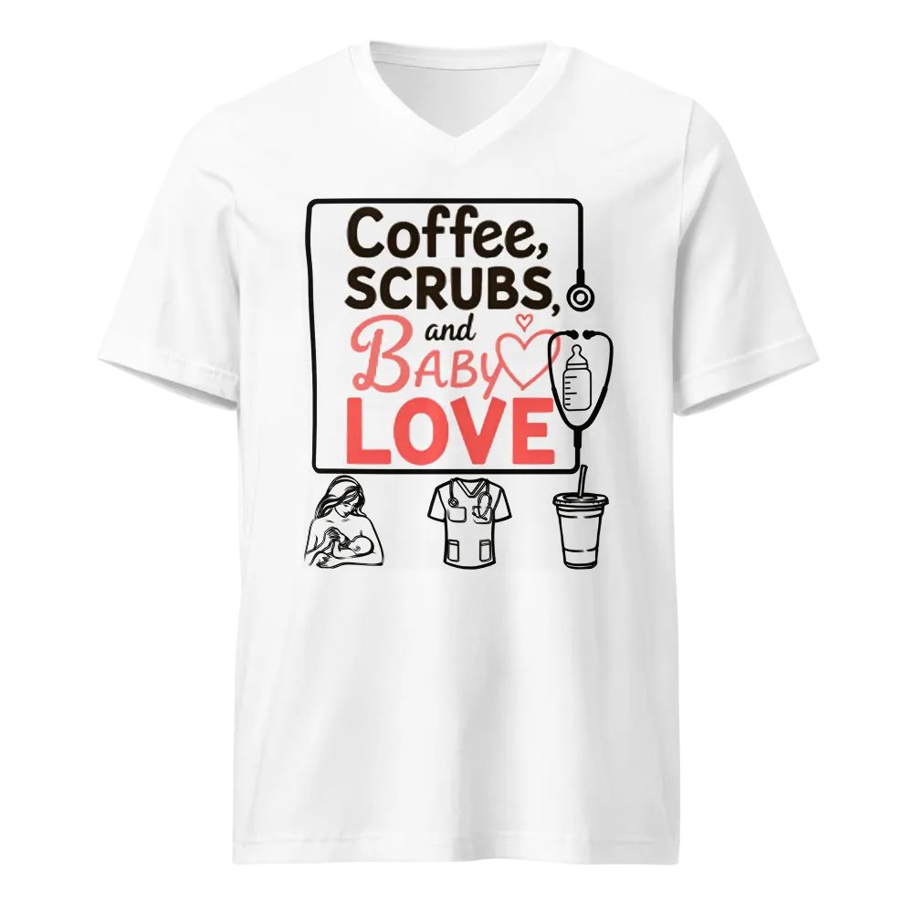 Coffee, Scrubs, and Baby Love V-Neck Tee product image (1)