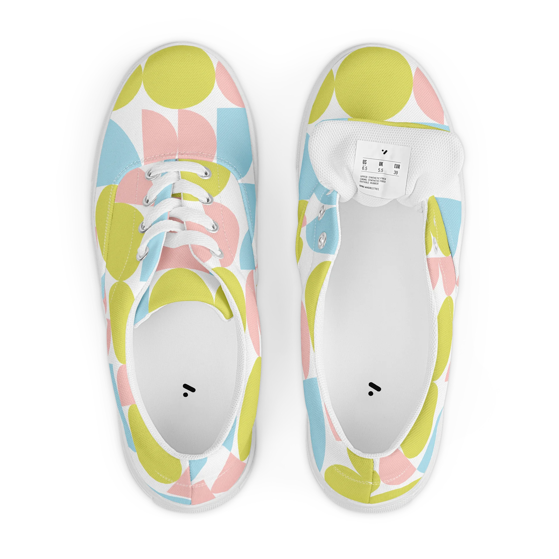 Retro Pastel Geometric Lace-Up Shoes For Women product image (6)