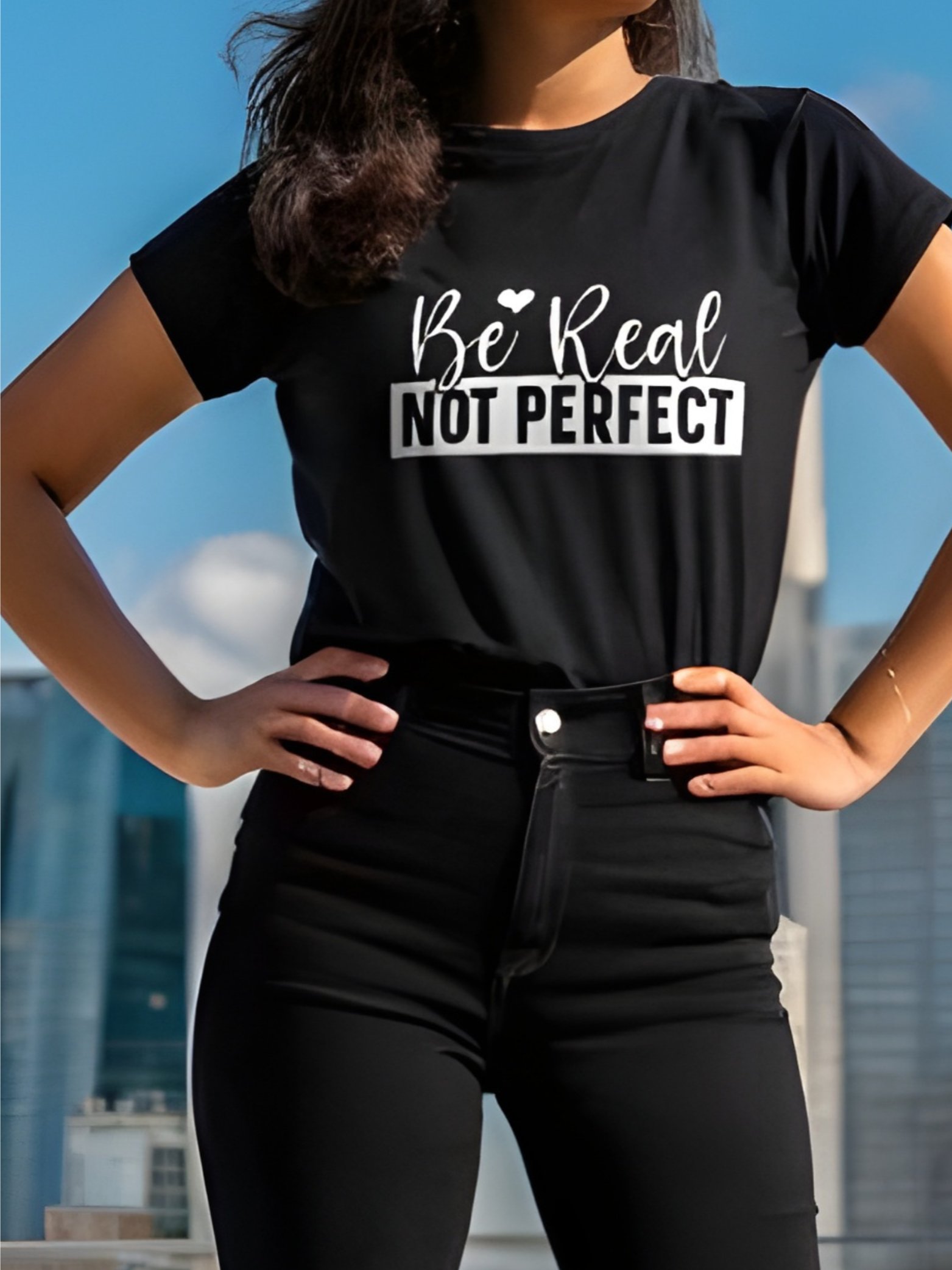 Be Real Not Perfect - Women's Black T-Shirt product image (1)