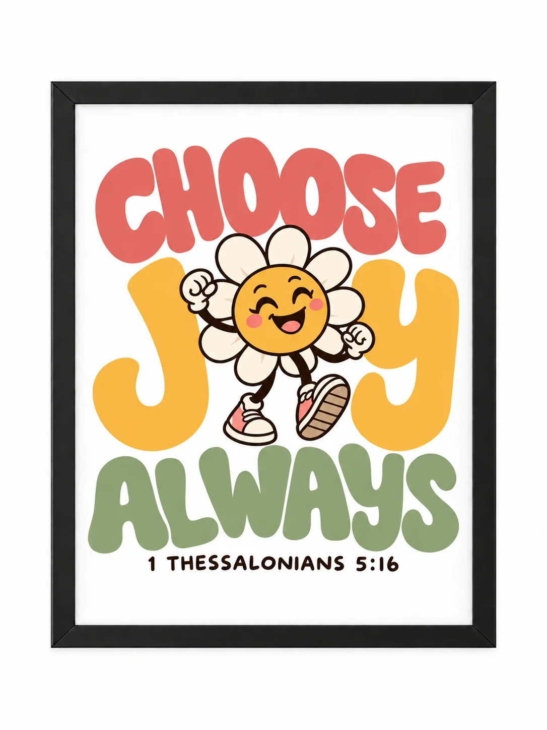 Choose Joy Always Christian daisy design with 1 Thessalonians 5:16. Transparent PNG and outlined AI vector for adult and kids product image (5)
