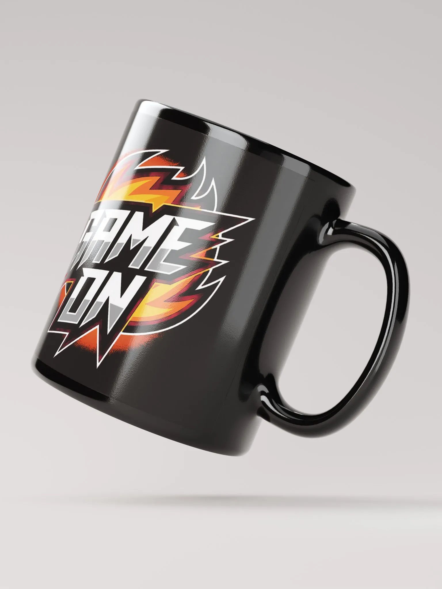 Flaming Game On #Statement Glossy Black Mug product image (3)