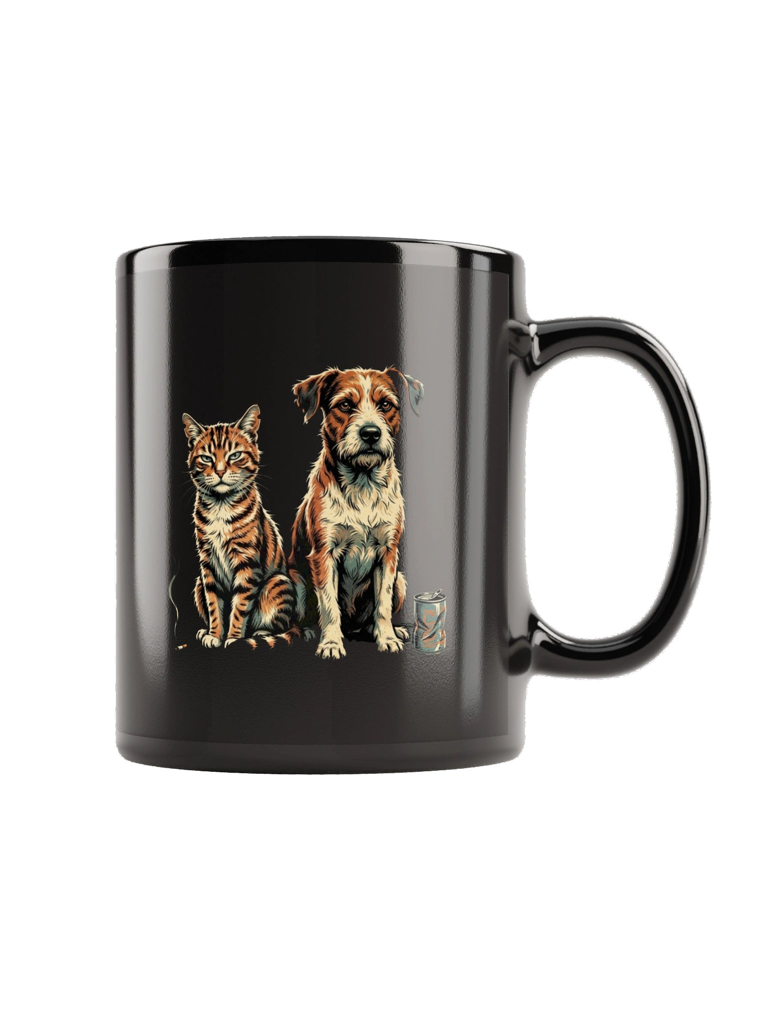 Grumpy Cat and Dog Best Friends Mug – Vintage Retro Street Pets Black Coffee Mug, Funny Gift for Cat & Dog Lovers product image (5)