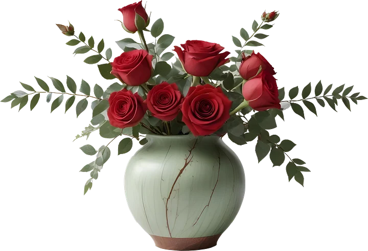 Timeless Green Vase with Roses - PNG product image (1)