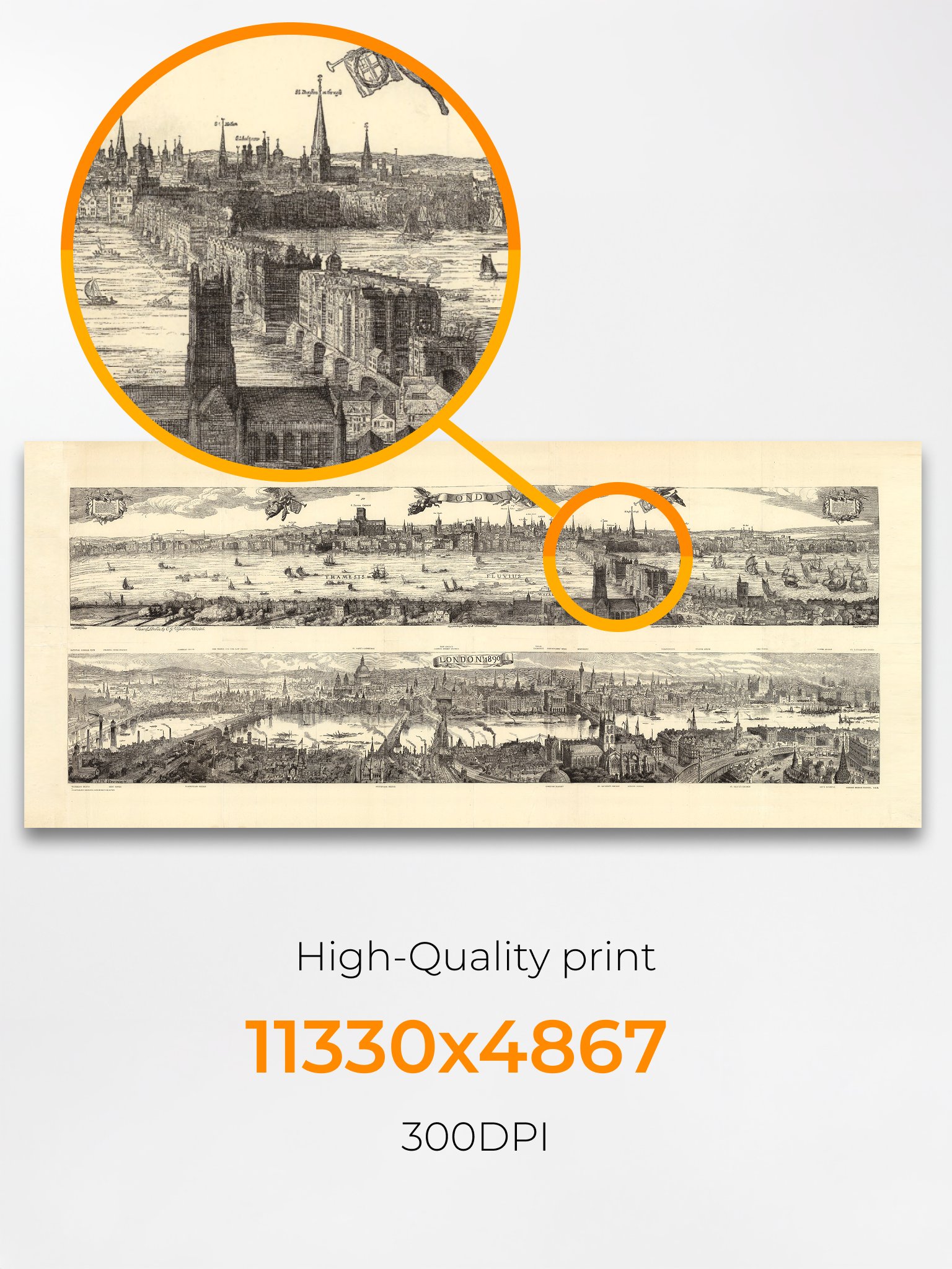 London Cityscape 1616 vs. 1890 (Canvas Print) product image (4)