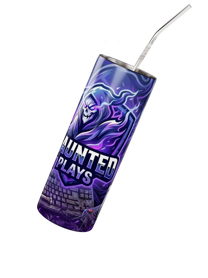 Haunted Plays Gaming Tumbler – 20oz Stainless Steel Skull Design Cup with Straw product image (2)