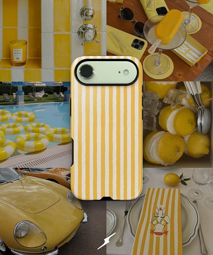 The Lemon Raw Stripes iPhone Case 🌞 inspired by Italian summers, cold citrus drinks, and never checking your emails.