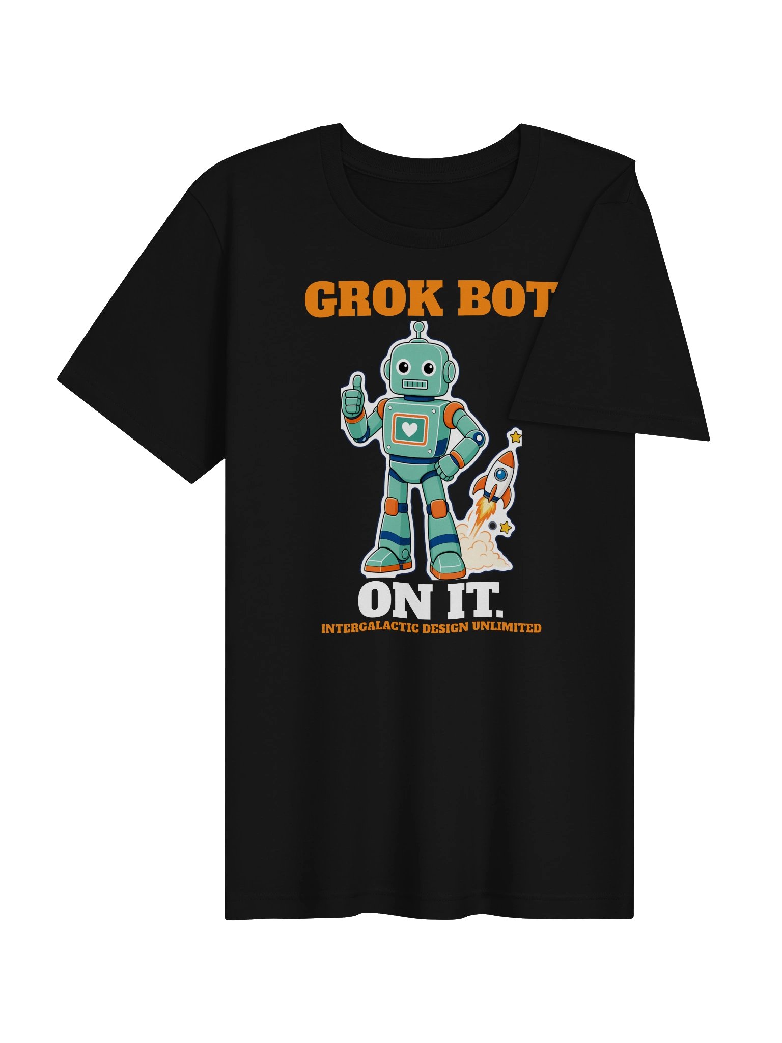 Grok Bot: On It. Retro Robot Tee (Dark) product image (4)