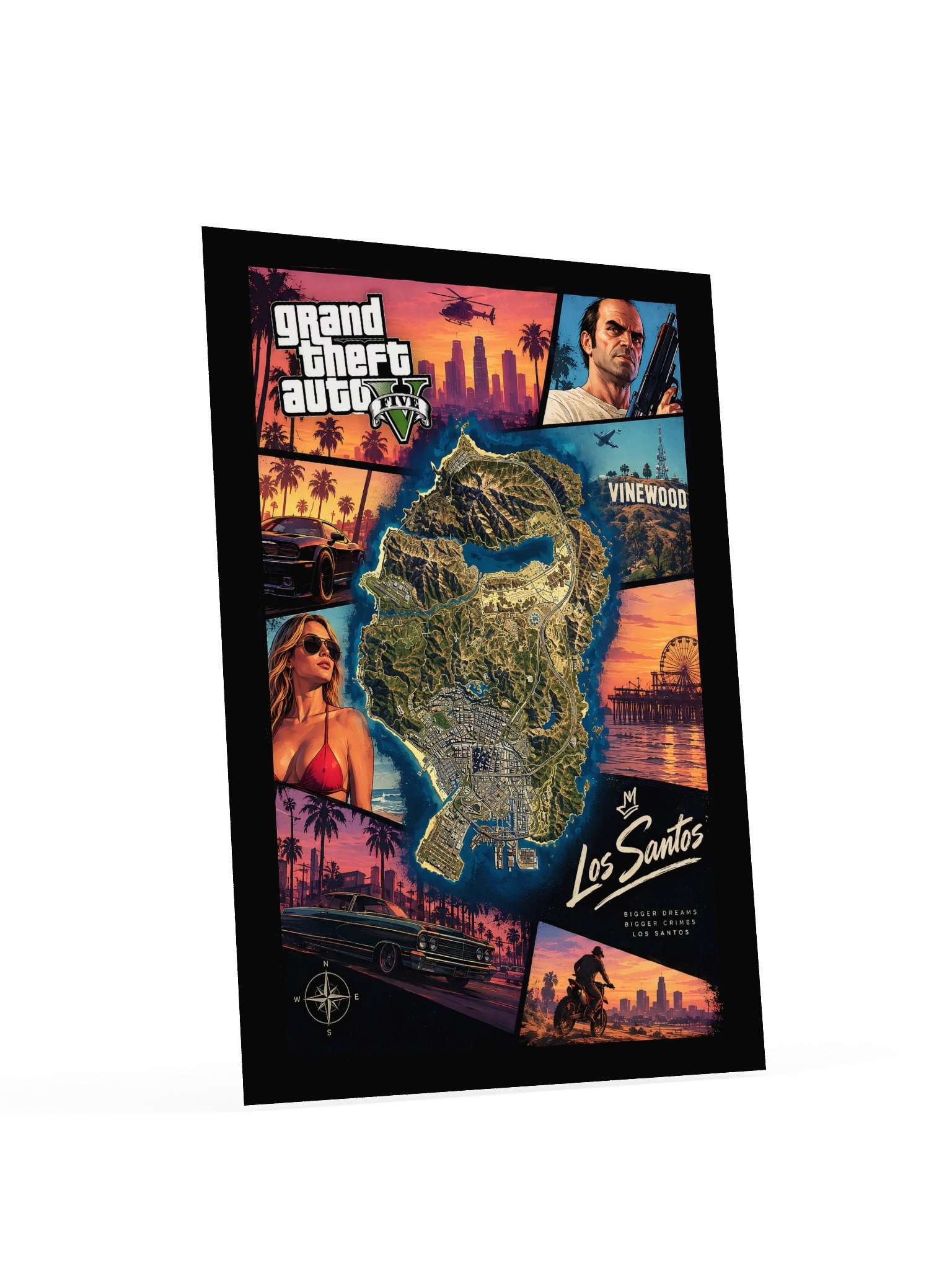 GTA V Poster – Grand Theft Auto V Gaming Wall Art | Los Santos Map Poster product image (4)