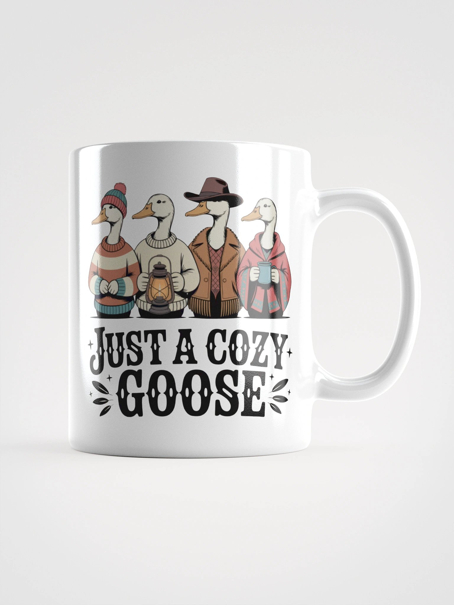 Four Geeseman Fall Camping White Glossy Mug product image (2)