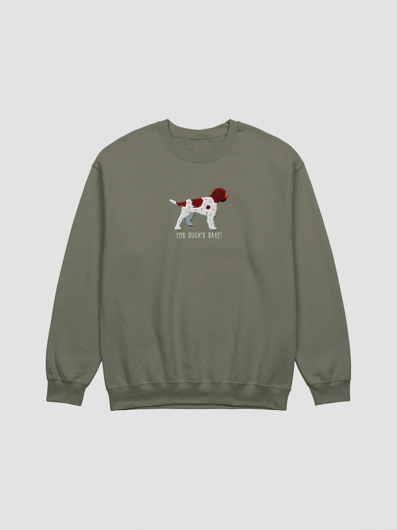 For Duck's Sake Sweatshirt (Embroidered) of a Lagotto Romagnolo(Liver & White) product image (4)
