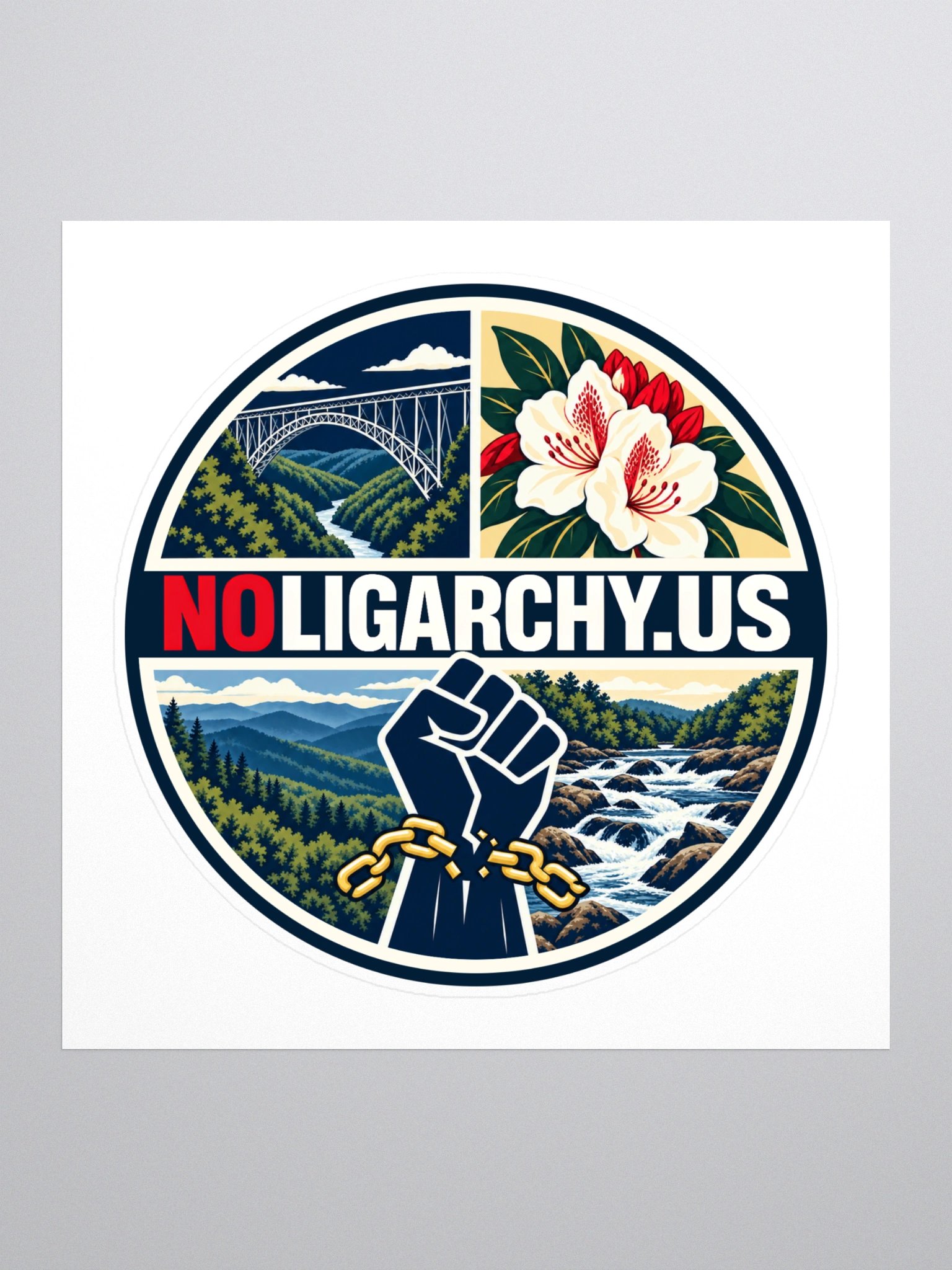 West Virginia NOLIGARCHY.US sticker product image (1)