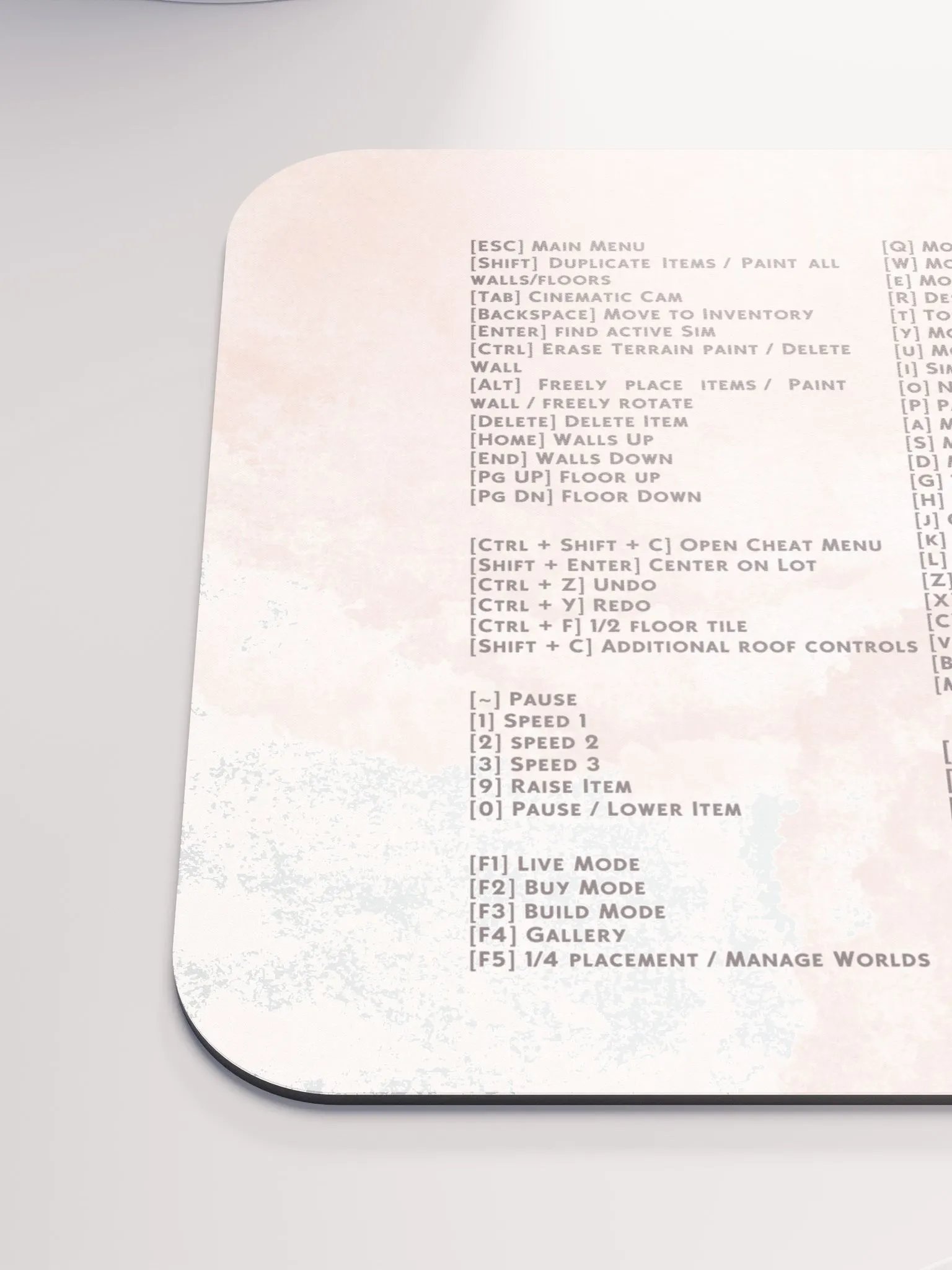 Pink Cloud Sims Hotkeys Mousepad product image (7)