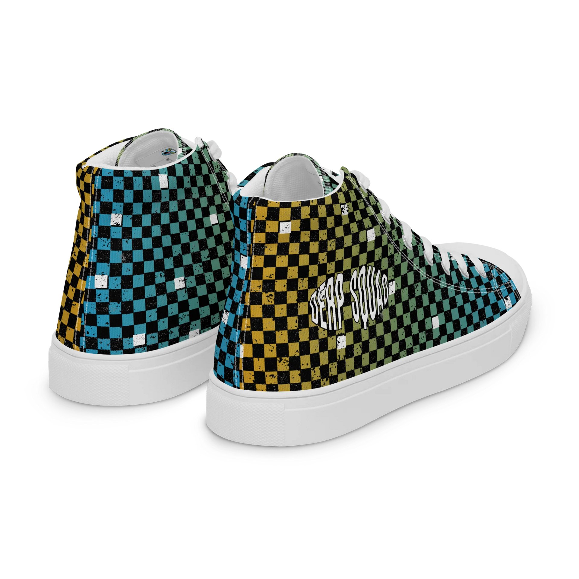 Derp Squad Checkered Men's High Top Canvas Shoes product image (7)