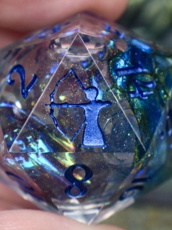 Shadowbound Ember—30mm Blue Dragon Scale Liquid Core D20 product image (1)