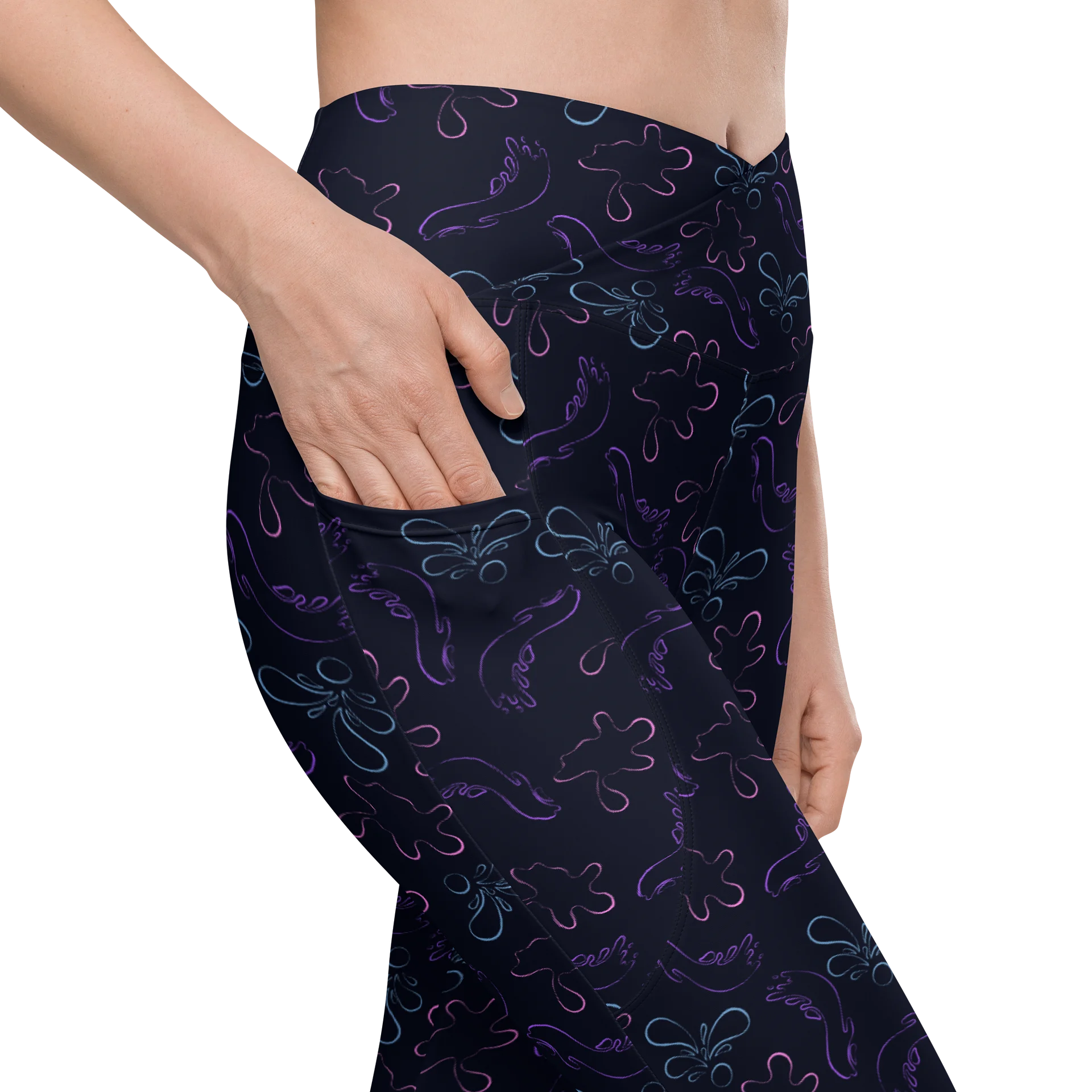 Vibrant Neon Contour Splash Leggings for Workouts product image (9)